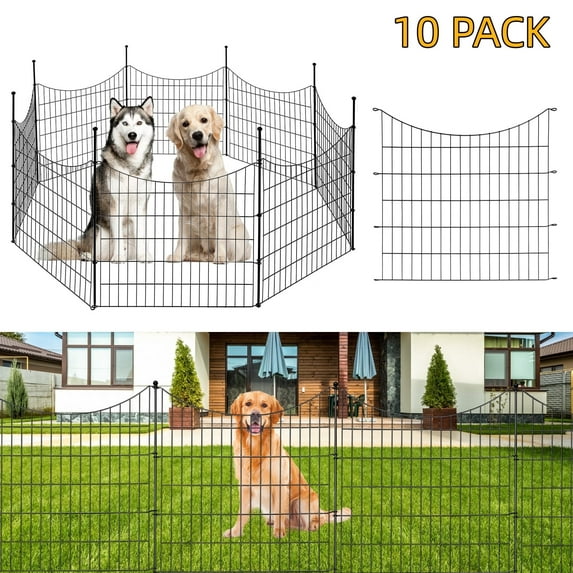 BSHAPPLUS® Garden Fence 10 Pack ,33in (H) x 24ft (L) Metal Fence,Rustproof Decorative Fence,Animal Wire Fence,Wrought Iron Fence, Outdoor Picket Fencing No-Dig for Yard, Lawn and Patio Borders