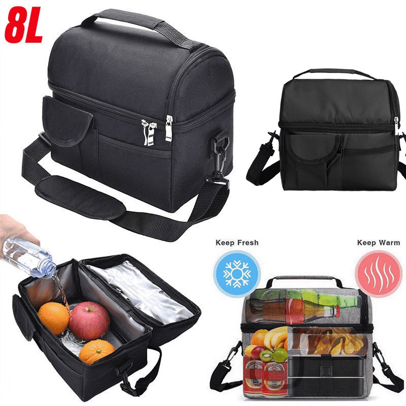 BSHAPPLUS Bolsa de almuerzo térmica de oxford, termo para adultos frío/calor, bolsa portátil para comida con cierre y almacenamiento impermeable para picnic, mujeres y hombres
