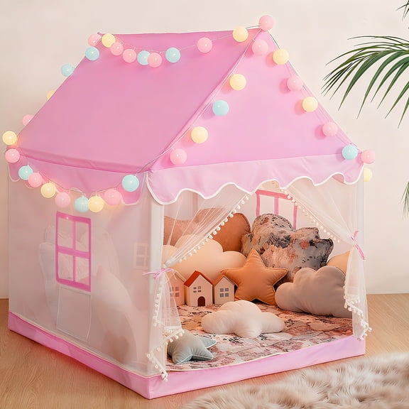 BSHAPPLUS 52*48*40 inch Princess Play Tent - Pink Play House Tent for Kids Indoor Outdoor