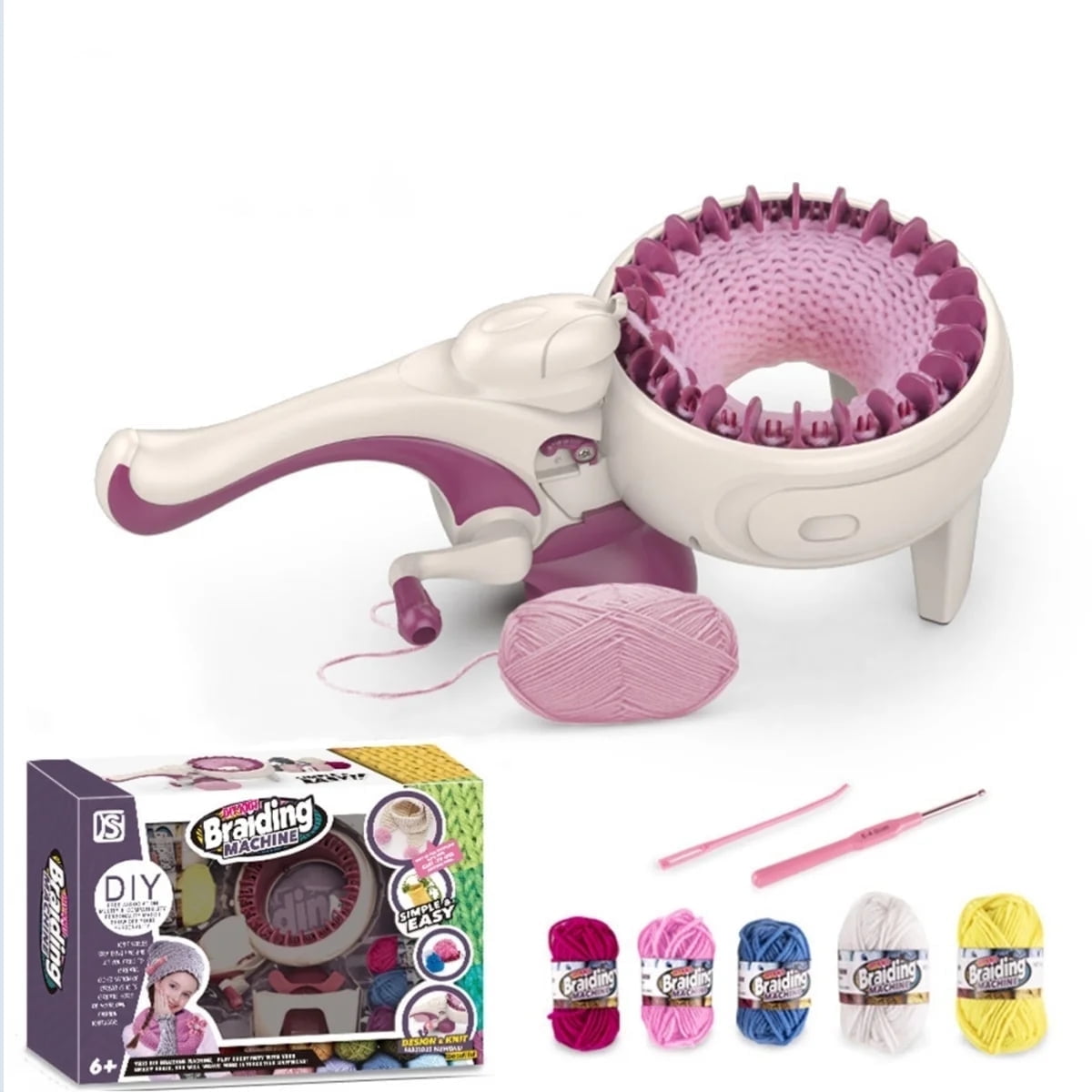 BSHAPPLUS Knitting Machine 24 Needles, DIY Knitting Weaving Loom Machine,Hand Weaver Loom , Weaving Round Board Rotary Loom, DIY Creative Wool Knitting Machine for Adults, Beginners