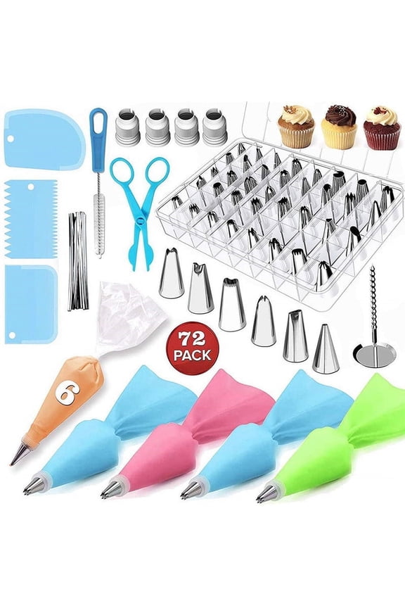 Piping Bags and Tips Set, 72 Pcs Cake Decorating Supplies Kit,Cake Decoration Kit with 20 Frosting Bags, 42 Icing Tips Pastry, Cookie, Cupcake and Baking Supplies