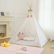 BSHAPPLUS Play Tent Teepee 70.87 inch Play Tent with Pocket Kids Play Tent Indoor Gift for Girls/Boys Portable Playhouse Outdoor White