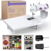BSHAPPLUS  110pcs Portable Mini Stitch Sewing Machine, Double Speed Switch with Lamp Thread Cutter, Extension Table, Sewing Kit for Beginner Adult Kids Arts Crafts Household, Travel