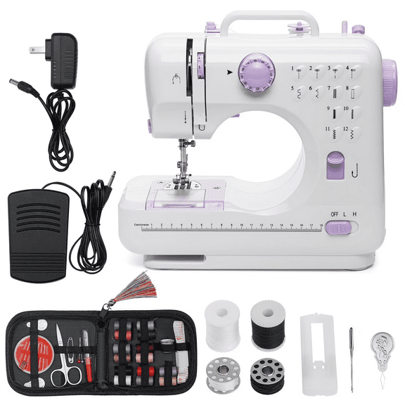 BSHAPPLUS® Portable Sewing Machine,49 Piece Handheld Electric Sewing Machines Kit,12 Stitch Patterns Mini Sewing Machine for Beginners Kids,Household Multifunctional Crafting Mending Machine