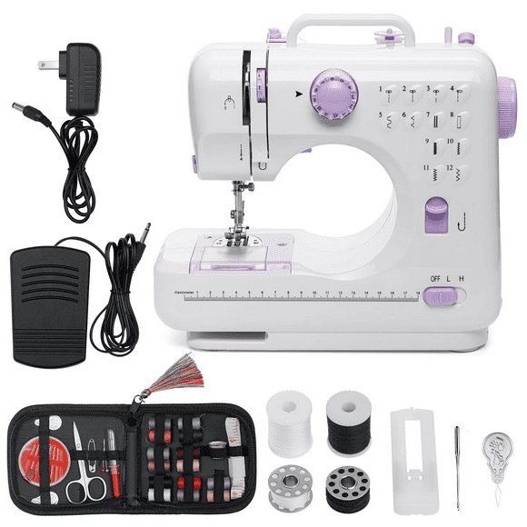 BSHAPPLUS® Portable Sewing Machine,49 Piece Handheld Electric Sewing Machines Kit,12 Stitch Patterns Mini Sewing Machine for Beginners Kids,Household Multifunctional Crafting Mending Machine