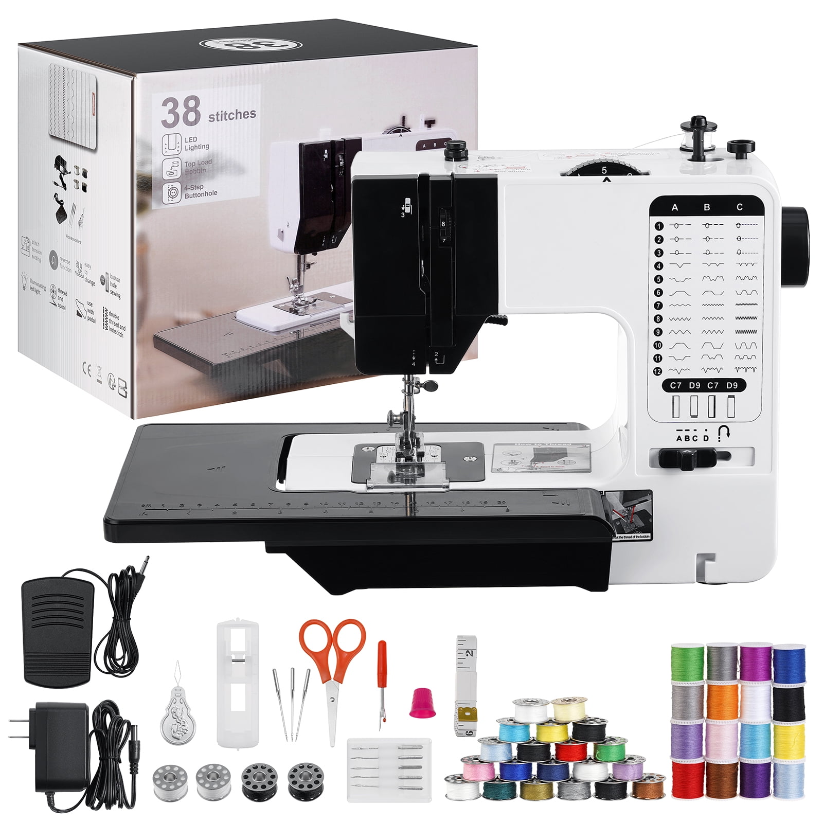 BSHAPPLUS® Portable Sewing Machine,54 Piece Handheld Electric Sewing Machines Kit,38 Stitch Patterns Mini Sewing Machine for Beginners Kids,Household Multifunctional Crafting Mending Machine