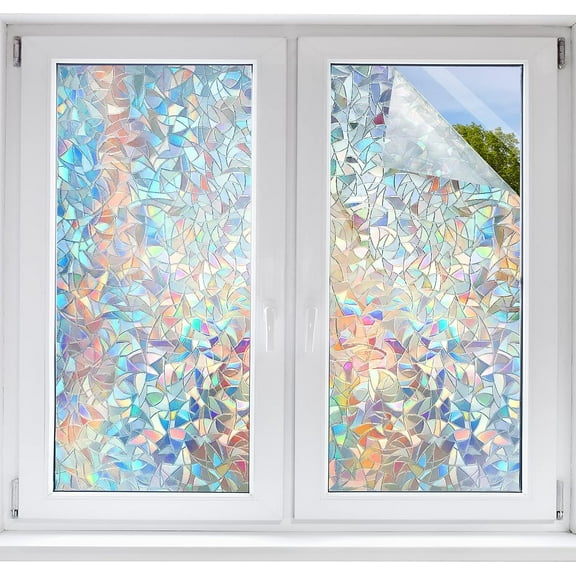 Window Film,3D Privacy Film,Frosted Glass Stained Glass Window Sticker