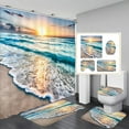 thumbnail image 1 of BSHAPPLUS Shower Curtain Set Sunset Beach Bathroom Sets with Shower Curtain and Rugs Waterproof Shower Curtain 12 Hooks for Bathroom 70.9 x 70.9 inches, 1 of 10