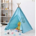 thumbnail image 1 of BSHAPPLUS® Teepee Tent for Kids ,Portable Blue Teepee Tent,Childrens Tent Foldable Play Tent Toys, Cotton Playhouse for Indoor & Outdoor Playing,Toys for Girls/Boys/Toddlers, 1 of 7