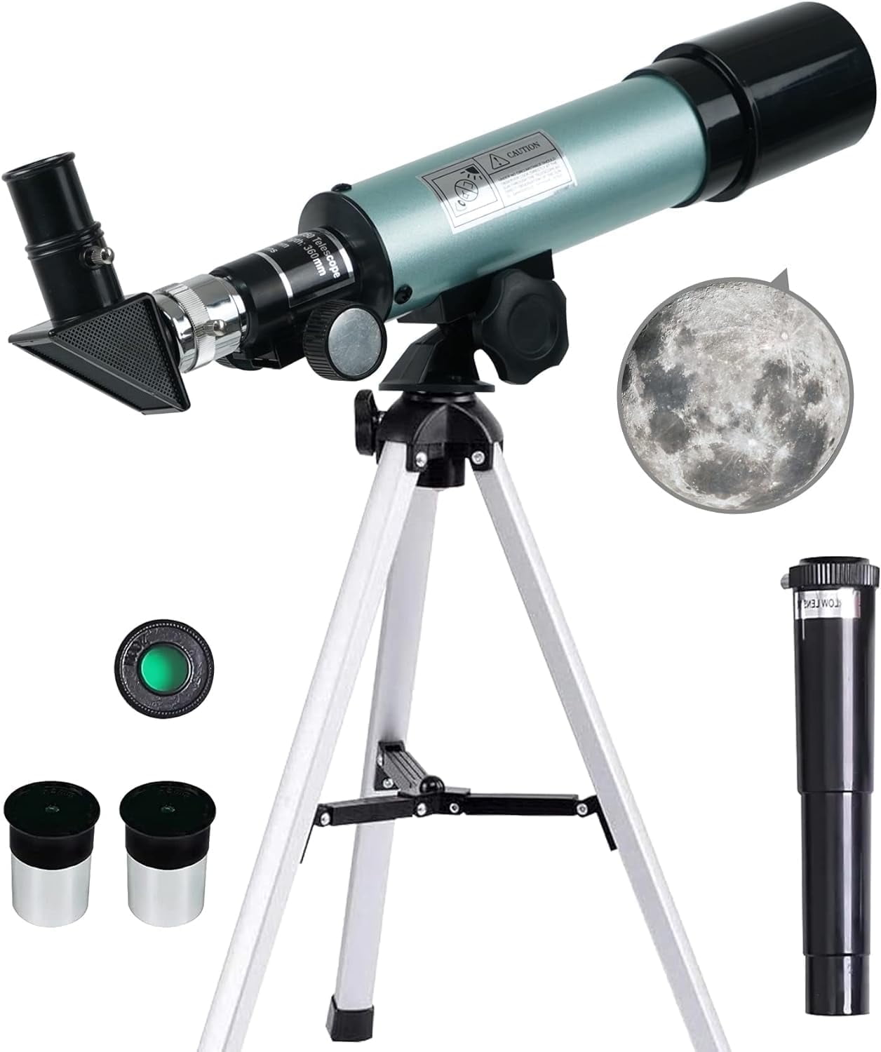 BSHAPPLUS Telescope,50/360mm Refractor Telescope,18X-90X Magnification Telescopes with Tripod,Portable Astronomy Telescope for Kids,Adults,Beginners