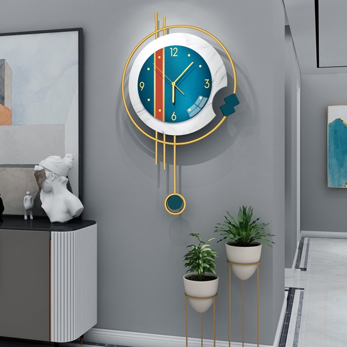 BSHAPPLUS® Wall Clock, 21"x13" Battery Operated Clocks Living Room