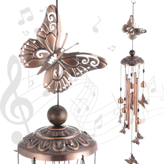 BSHAPPLUS Wind Chimes for Outside 35inch Cat/XXX Wind Chimes with 4Tubes 5Bells& Hook Wind Chime Gift Windchimes Church Outdoor Garden Decor for Patio Porch Yard