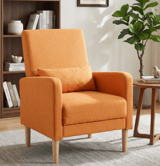 BSHTI 26.5” Modern design Style Accent Chair. Easy to Assemble Accent Chair with Storage Side Pocket and Solid Wood Frame for Livingroom