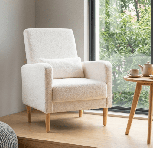 BSHTI 26.5” Modern design Style Accent Chair. Easy to Assemble Accent Chair with Storage Side Pocket and Solid Wood Frame for Livingroom