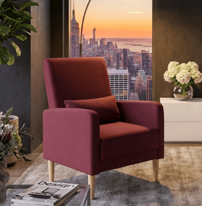 BSHTI 26.5” Modern design Style Accent Chair. Easy to Assemble Accent Chair with Storage Side Pocket and Solid Wood Frame for Livingroom