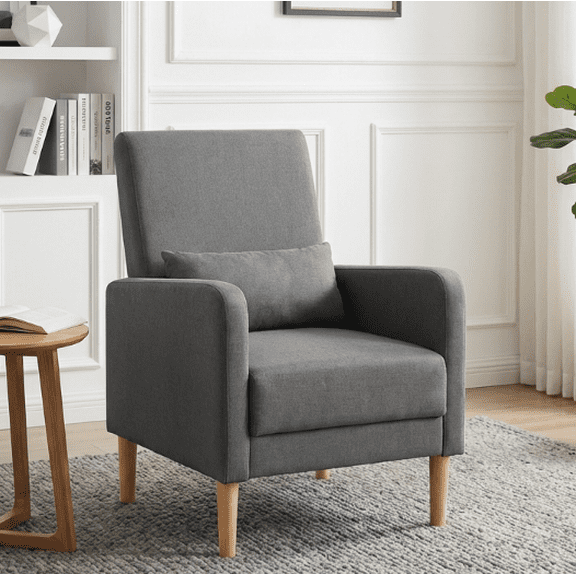 BSHTI 26.5” Modern design Style Accent Chair. Easy to Assemble Accent Chair with Storage Side Pocket and Solid Wood Frame for Livingroom