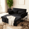 thumbnail image 1 of BSHTI 3 in 1 Pull-Out Sleeper Sofa Bed, Velvet Upholstery Fold Out Sleeper, 5-Position Reclining Back Loveseat, Movable Arm Cushion, Easy Assembly, Black, 1 of 15