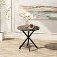 thumbnail image 1 of BSHTI 31.5" Modern Round Dining Table with Crossed Legs, Black Occasional Table, Two Piece Detachable Table Top, Matte Finish Iron Legs, 1 of 11