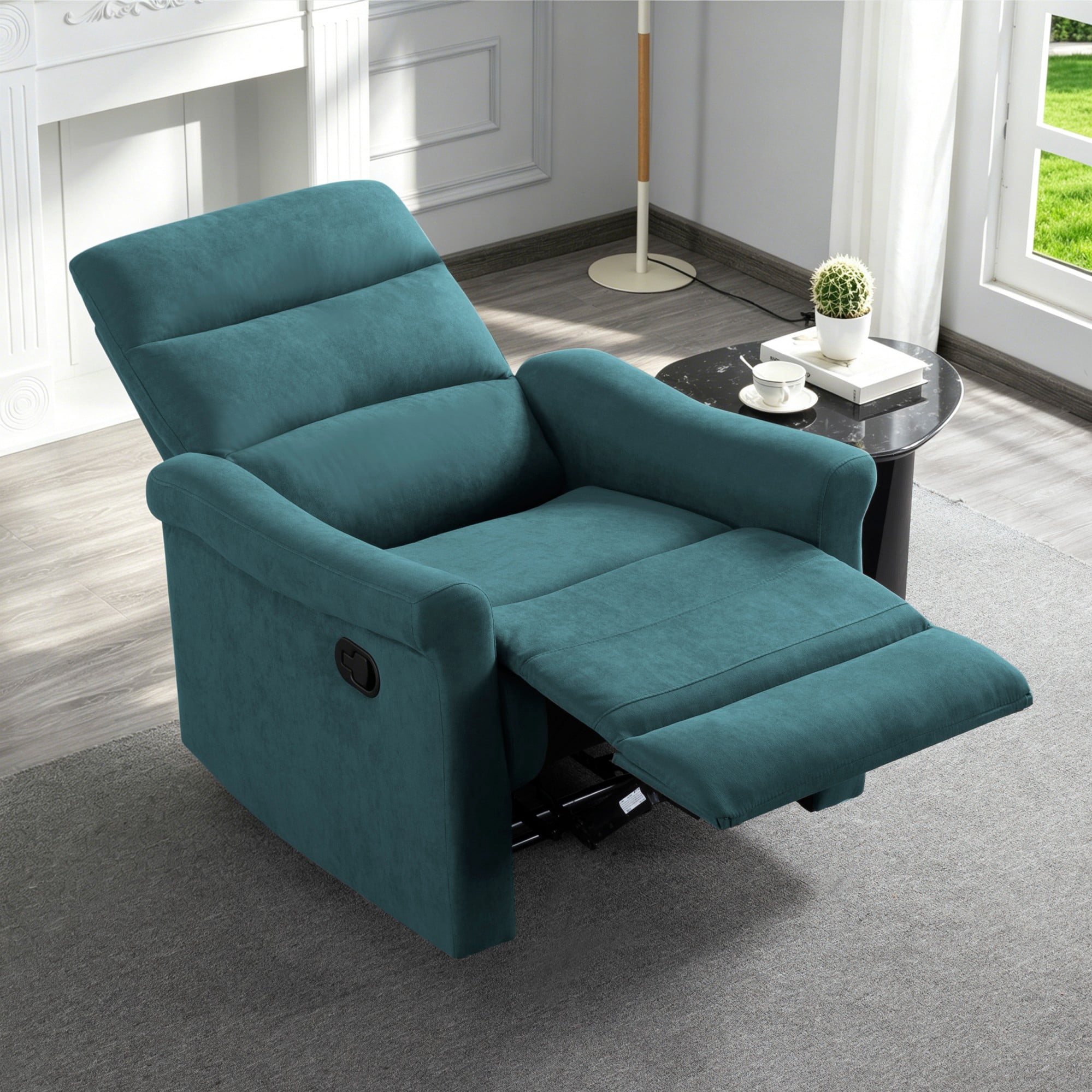 BSHTI 31.89” Linen Fabric Manual Recliner Chair, Single Sofa Recliner with Adjustable Backrest for Ergonomic Comfort Seating for Living Room & Office(Green)