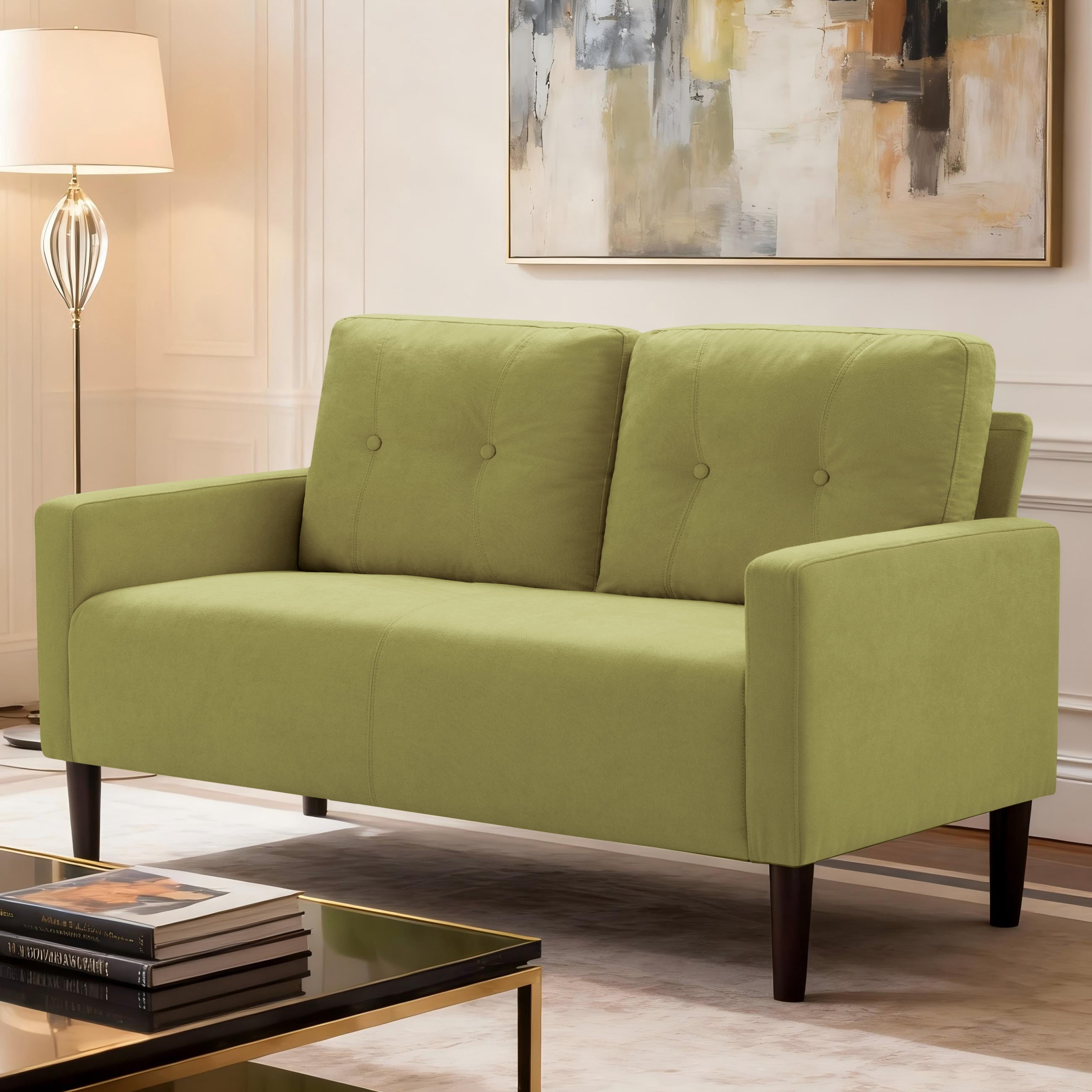 BSHTI 51.2" Modern Loveseat for Small Spaces, Linen Bled Upholstery ...