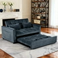 thumbnail image 1 of BSHTI 52.75” Pull-out Sleeper Sofa Bed,Solid Wood Frame,3 Adjustable Rreclining Angles,Two Matching Pillows,Easy Assembly,Velvet Fabric Loveseat,Black, 1 of 18