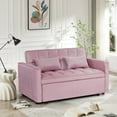 thumbnail image 1 of BSHTI 54” Pull-out Sleeper Sofa Bed,Solid Wood Frame,3 Adjustable Rreclining Angles,Two Matching Pillows,Easy Assembly,Velvet Fabric Loveseat,Pink, 1 of 7