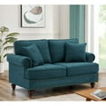 thumbnail image 1 of BSHTI 61 inch modern Upholstered Sofas Love Seater with Nails and Armrests(Green), 1 of 6