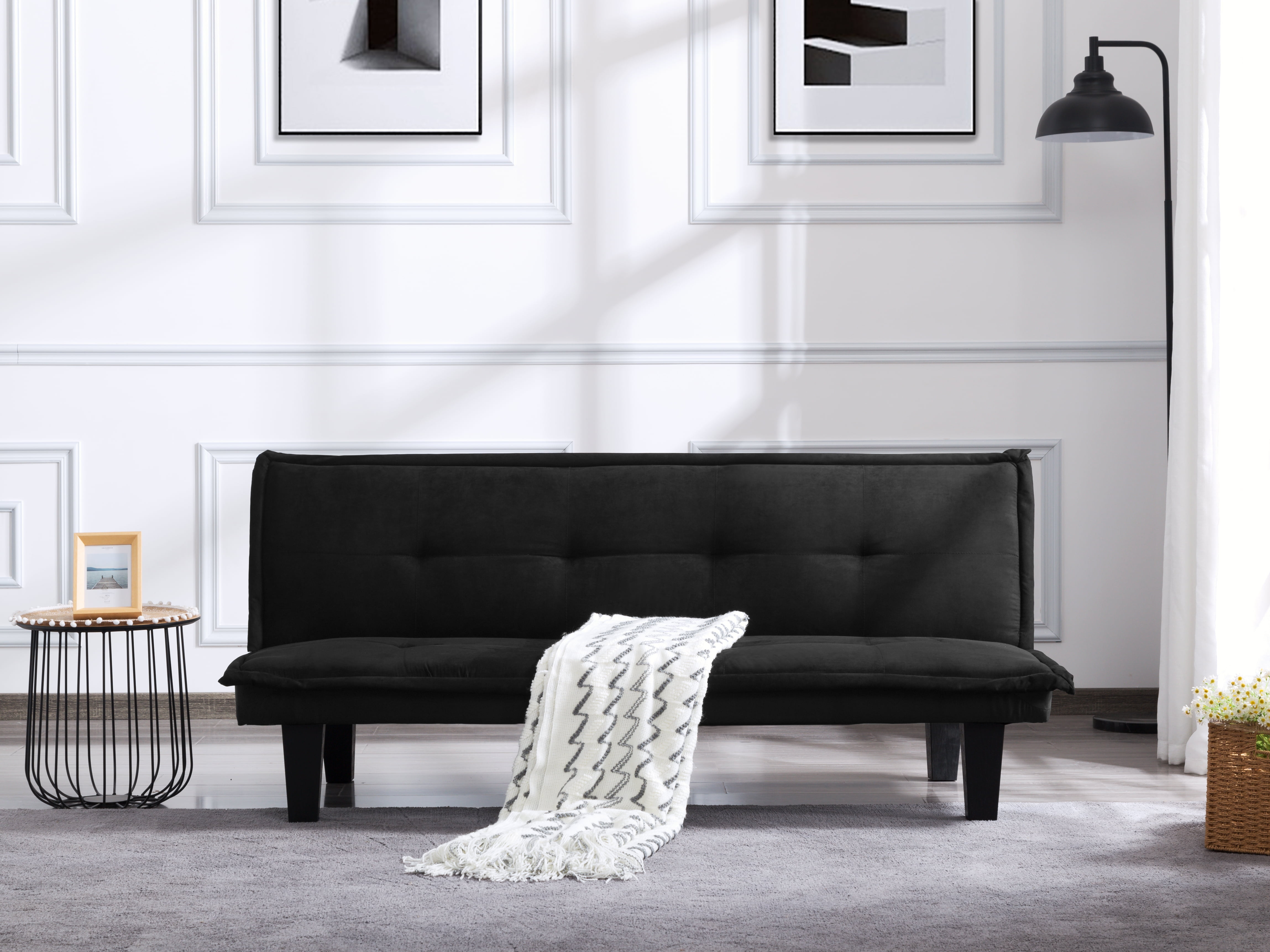 BSHTI 63.8 Armless Tufted Convertible Sleeper Futon Sofa Modern