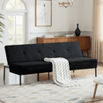 thumbnail image 1 of BSHTI 63”Futon Sofa Bed,Upholstered with Polyester Fabric Convertible Sofa Couch for Living Room,Office(Black), 1 of 12