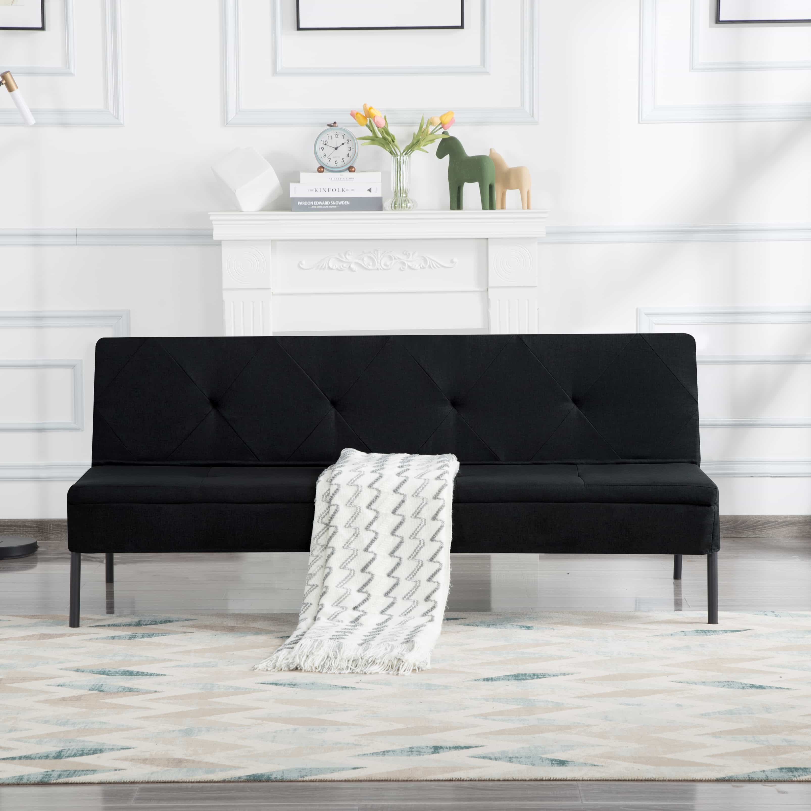 BSHTI 63”Twin Size Futon Sofa Bed,Cleanlined Silhouette Convertible