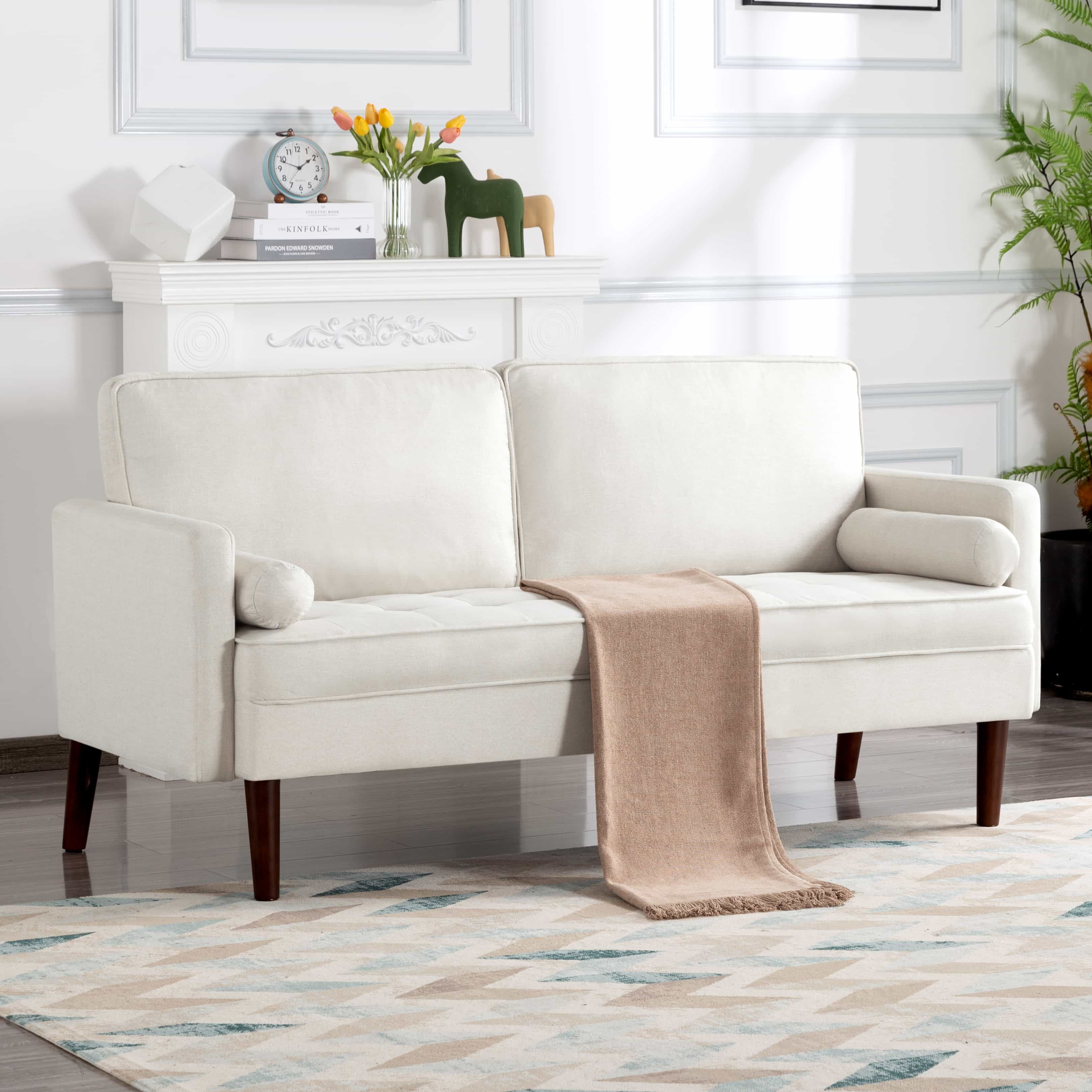 BSHTI 65 inch Modern Couch/Loveseat,Beige Minimalist Design Loveseat,Perfect for Living Room,Home Office,Bedroom