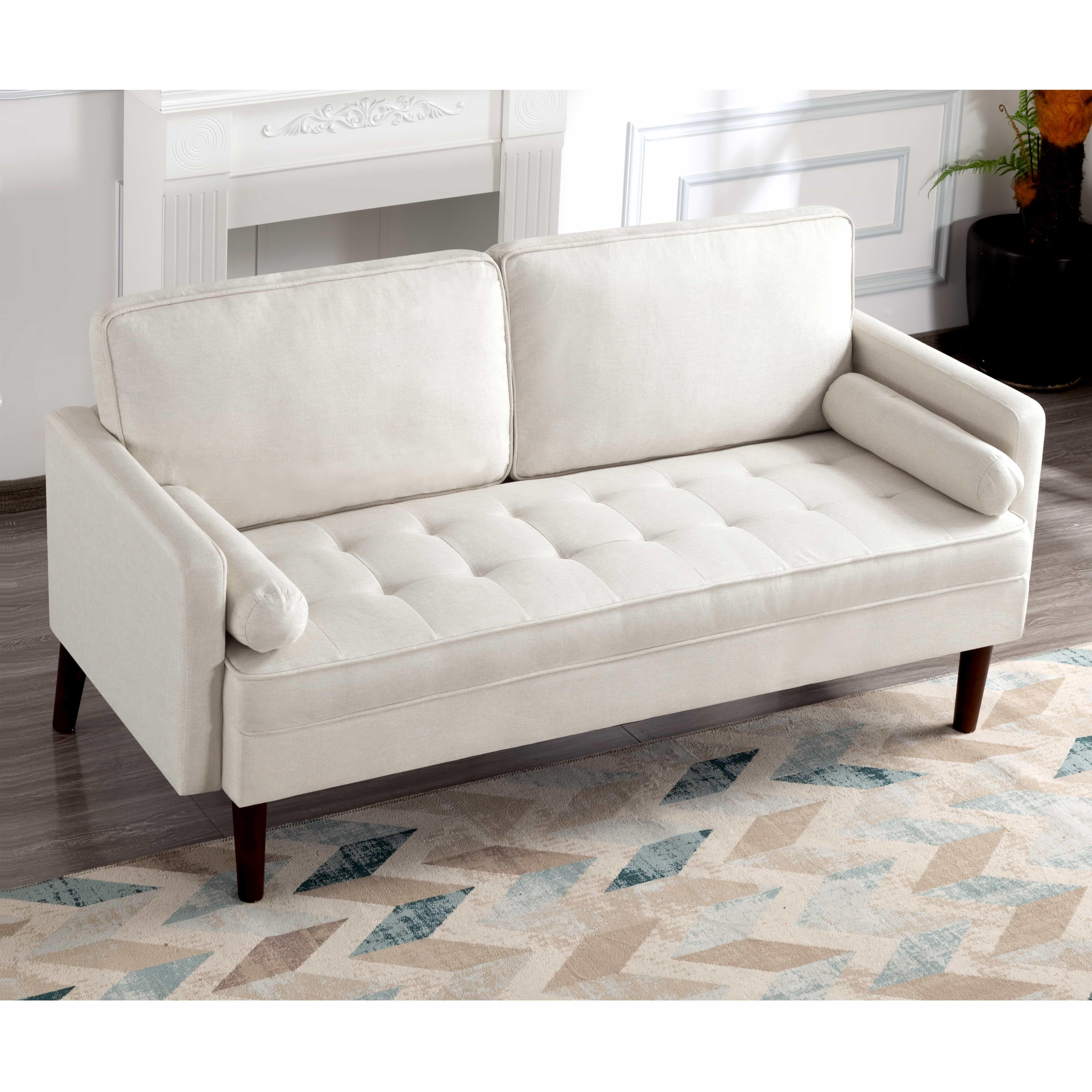 BSHTI 65 inch Modern Couch/Loveseat,Detachable Backrest Minimalist Design Loveseat with Solid Tapered Wood Legs for Living Room,Home Office,Bedroom(Off-white)