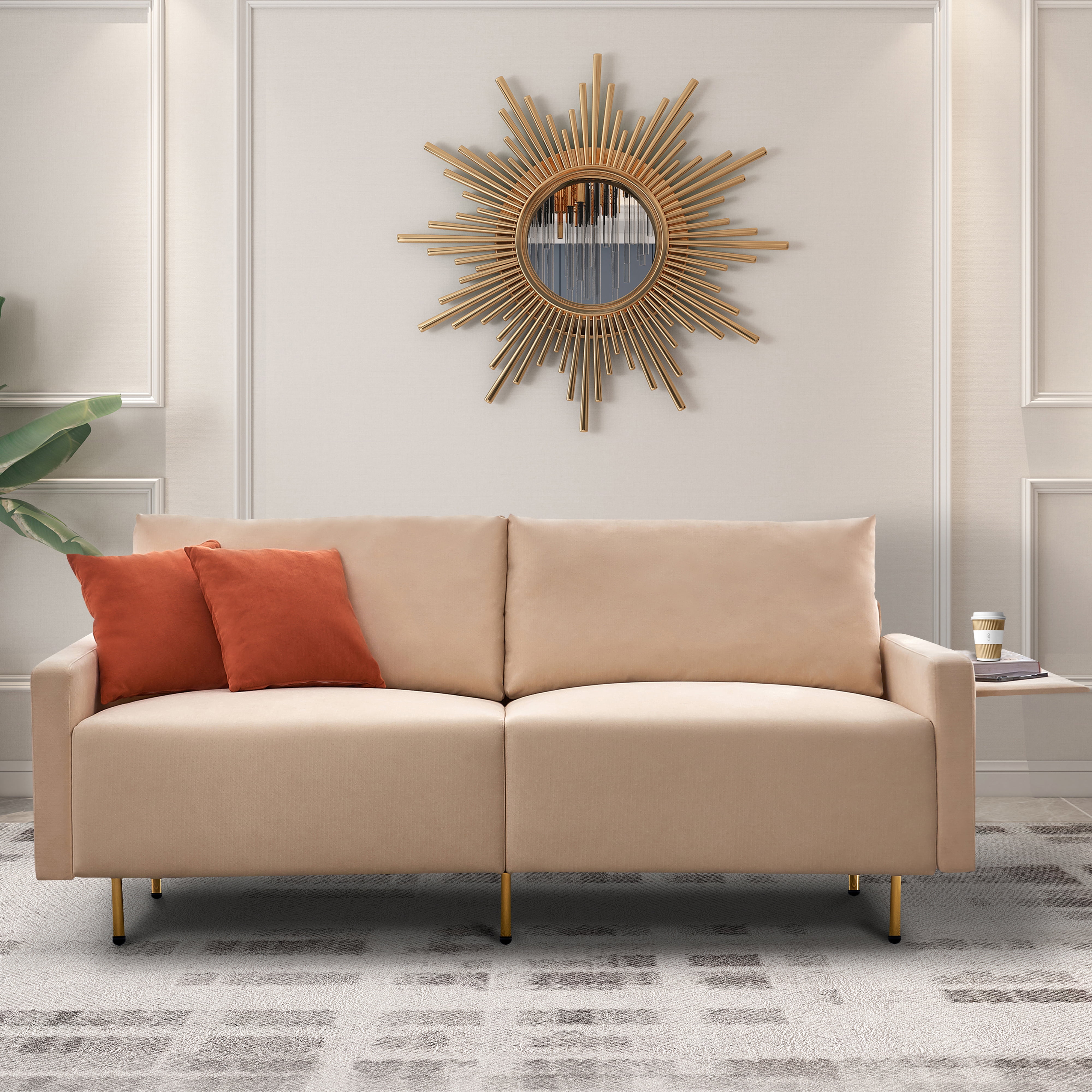 BSHTI 66.9 inch Modern Upholstered 2-Seat Loveseat Sofa,European style Loveseat Sofa for Livingroom(Navy Blue)