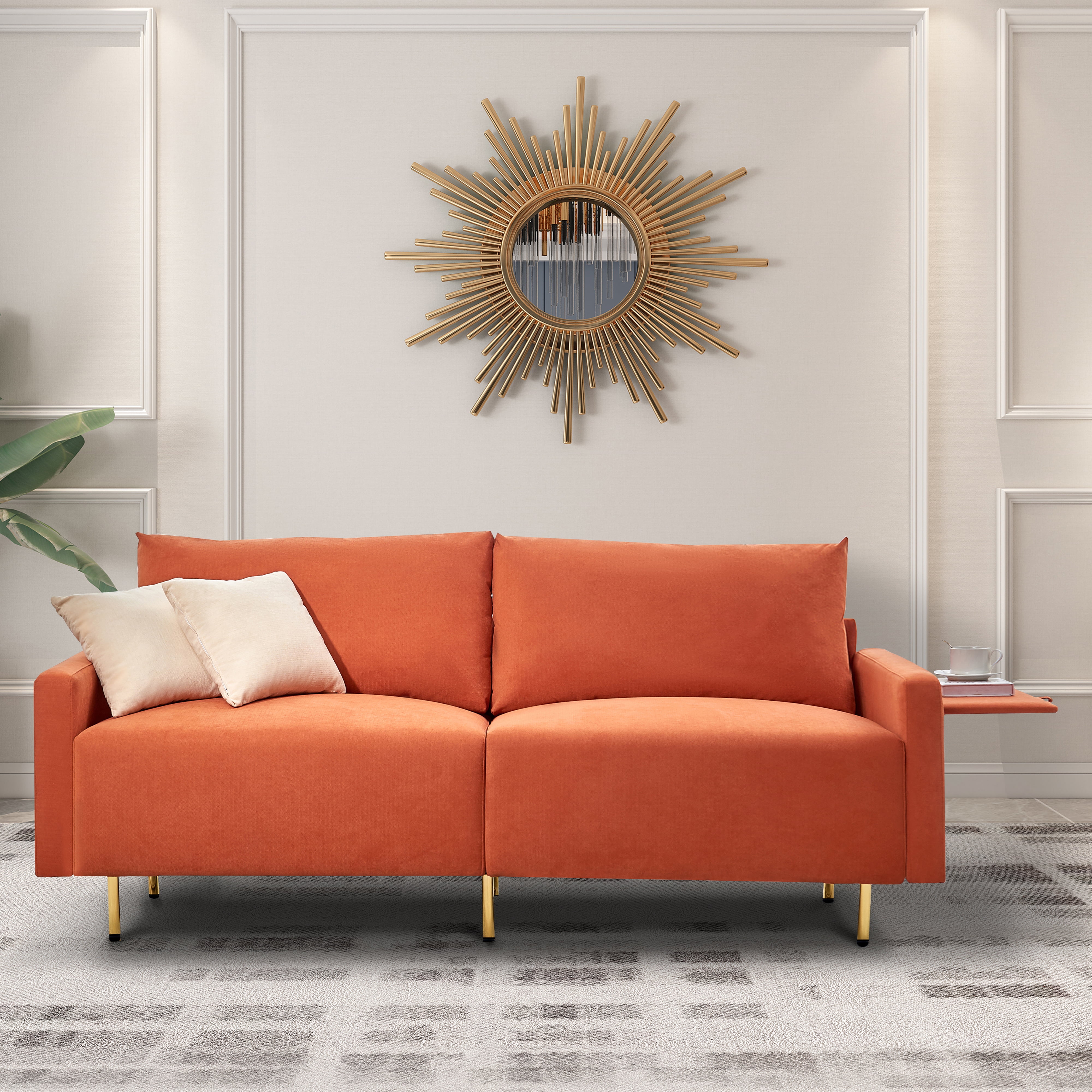 BSHTI 66.9 inch Modern Upholstered 2-Seat Loveseat Sofa,European style Loveseat Sofa for Livingroom(Navy Blue)