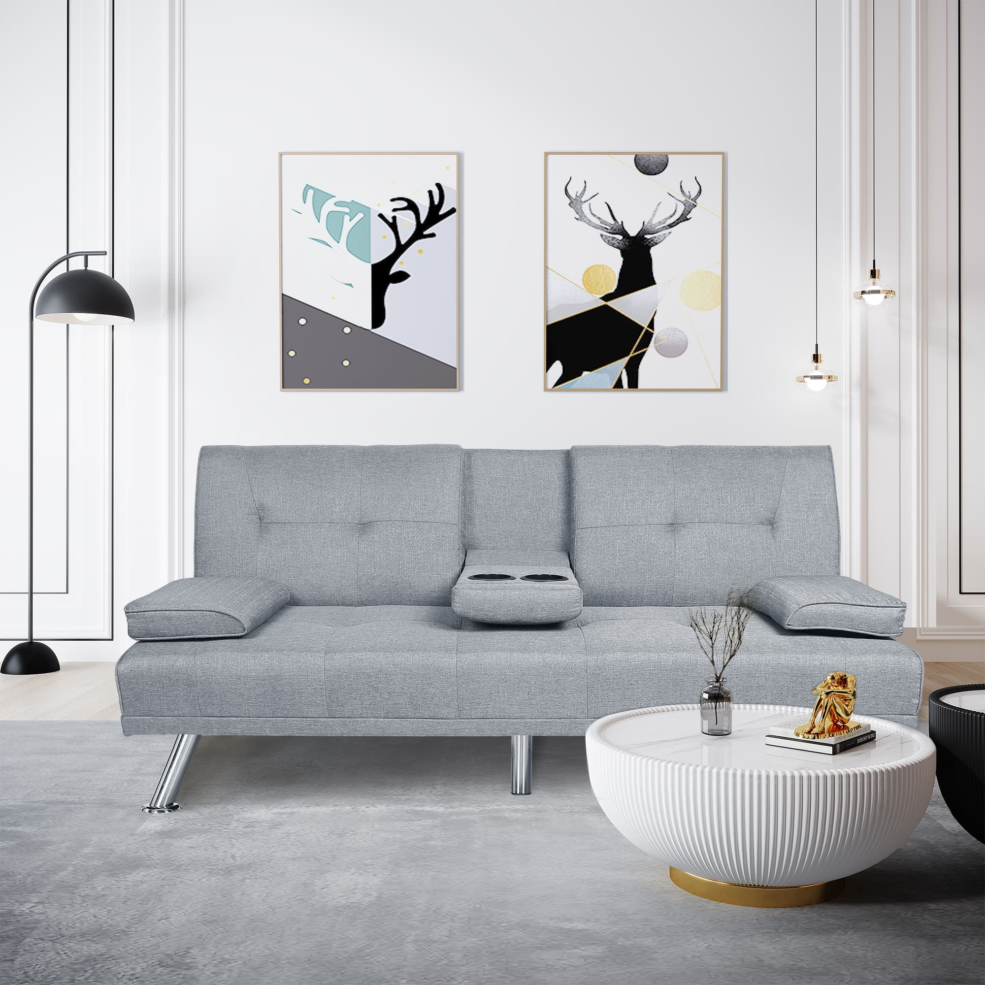 BSHTI 66” Futon Sleeper Sofa Bed,Convert to a Fully Functioning Futon Sleeper,Manufactured Wood