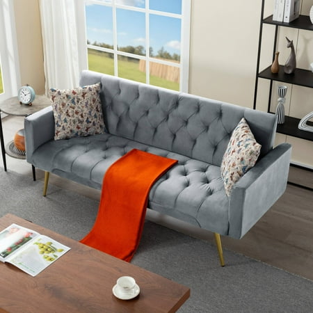 BSHTI 68 inch Modern Futon Sofa Bed, Modern Converted Sofa Bed Couch ,Functioning Futon Sleeper Sofa for Livingroom
