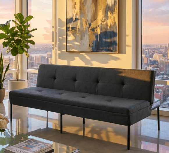 BSHTI 69.88 inch Futon Sleeper Sofa,Upholstered with Polyester Fabric Convertible Sofa,Perfect for Small Spaces,Livingroom