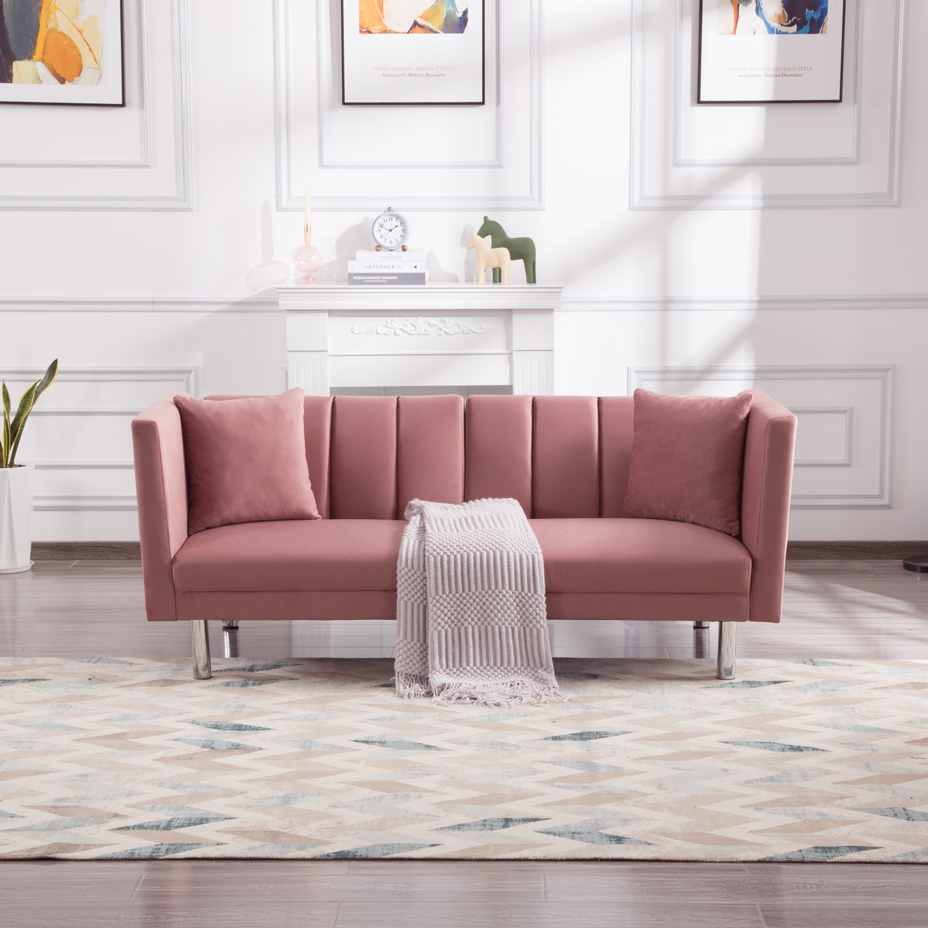 BSHTI 70.8"Futon Convertible Sofa,Twin Size Futon Sofa Bed,3 Adjustable Positions Tight back