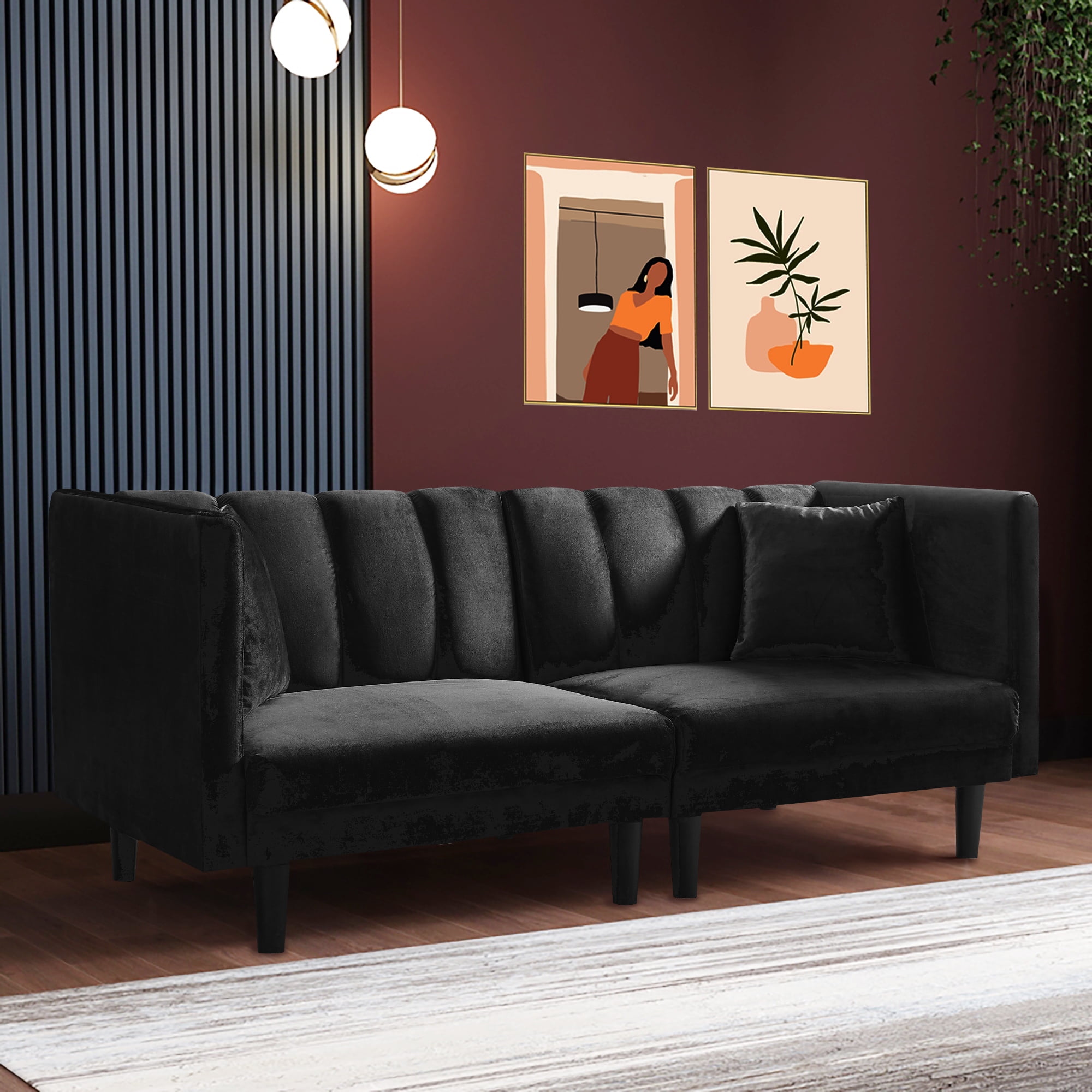 Black Velvet Click Clack Sofa Bed