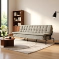 thumbnail image 1 of BSHTI 76" Linen Futon Sofa Bed – 3 Adjustable Backrest Angles, Convertible Couch, Metal Frame with Anti-Slip Feet, Space-Saving for Apartment Living Room Small Space，Gray, 1 of 10