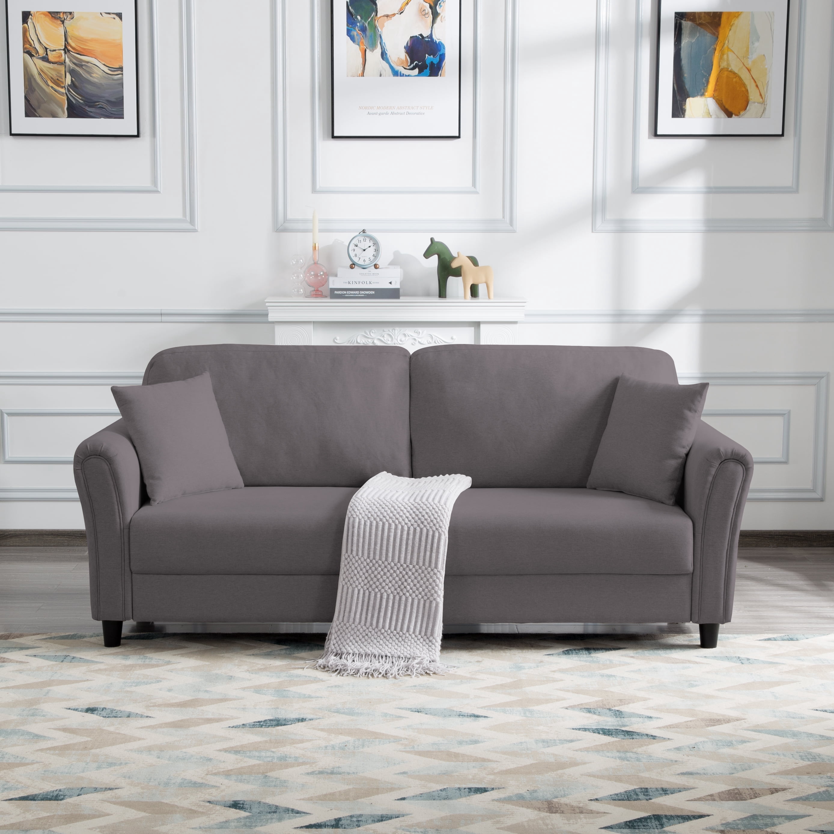 BSHTI 81.5 inch European Style Modern Sofa Couch,Minimalism Couches Sofa for Livingroom(Dark Gray)
