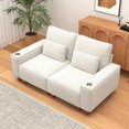 thumbnail image 1 of BSHTI Chenille Deep Seat 2-Seater Sofa with Brushed Stainless Steel Cup Holders and 2 Decorative Pillows – Modern Cozy Loveseat for Living Room, 1 of 11