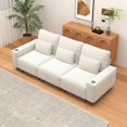 thumbnail image 1 of BSHTI Chenille Deep Seat 3-Seater Sofa with Brushed Stainless Steel Cup Holders and 3 Decorative Pillows – Modern Comfortable Couch for Living Room, 1 of 12