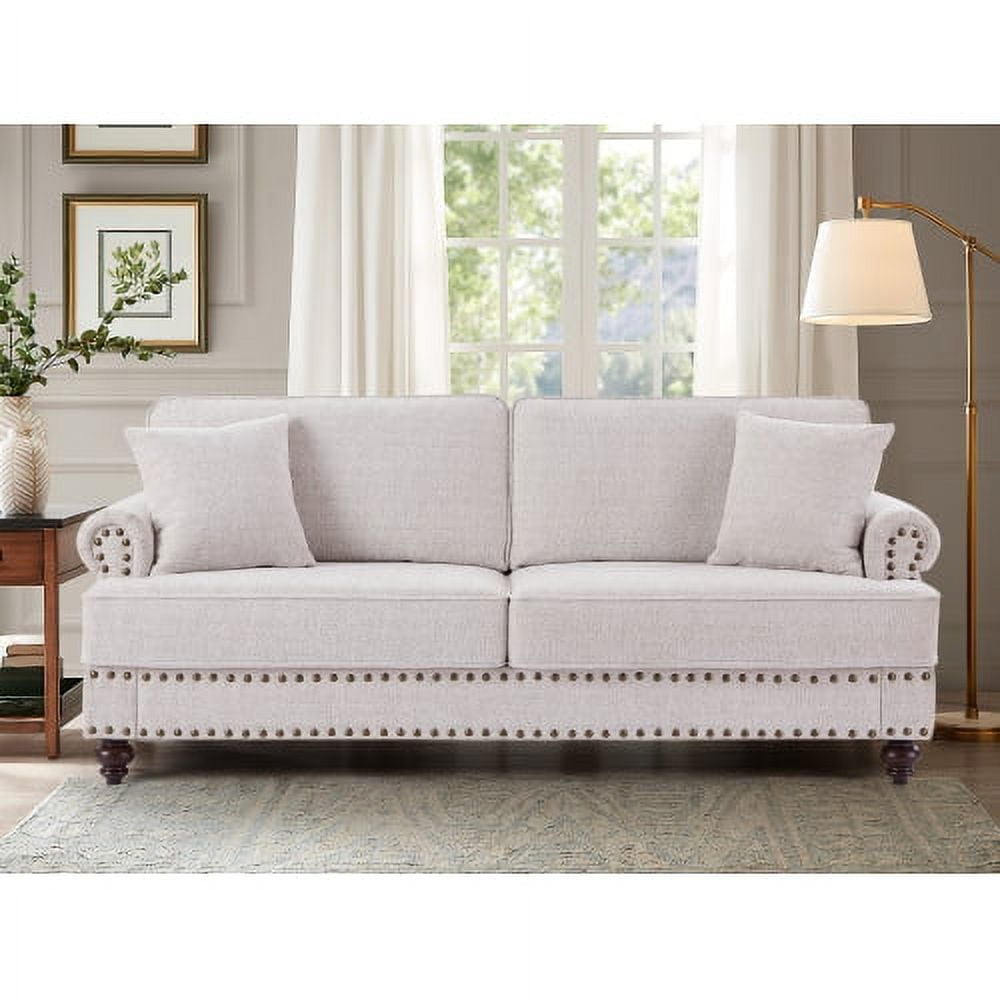 BSHTI Chenille modern Upholstered Sofas 2 Seater Couches with Nails and ...