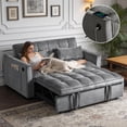 thumbnail image 1 of BSHTI 3 in 1 Convertible Pull-Out Loveseat Sofa Bed with 3-Level Adjustable Backrest – Velvet Tufted Sleeper Chair with Side Pockets for Small Spaces, Apartment, Office,Dark gray, 1 of 9