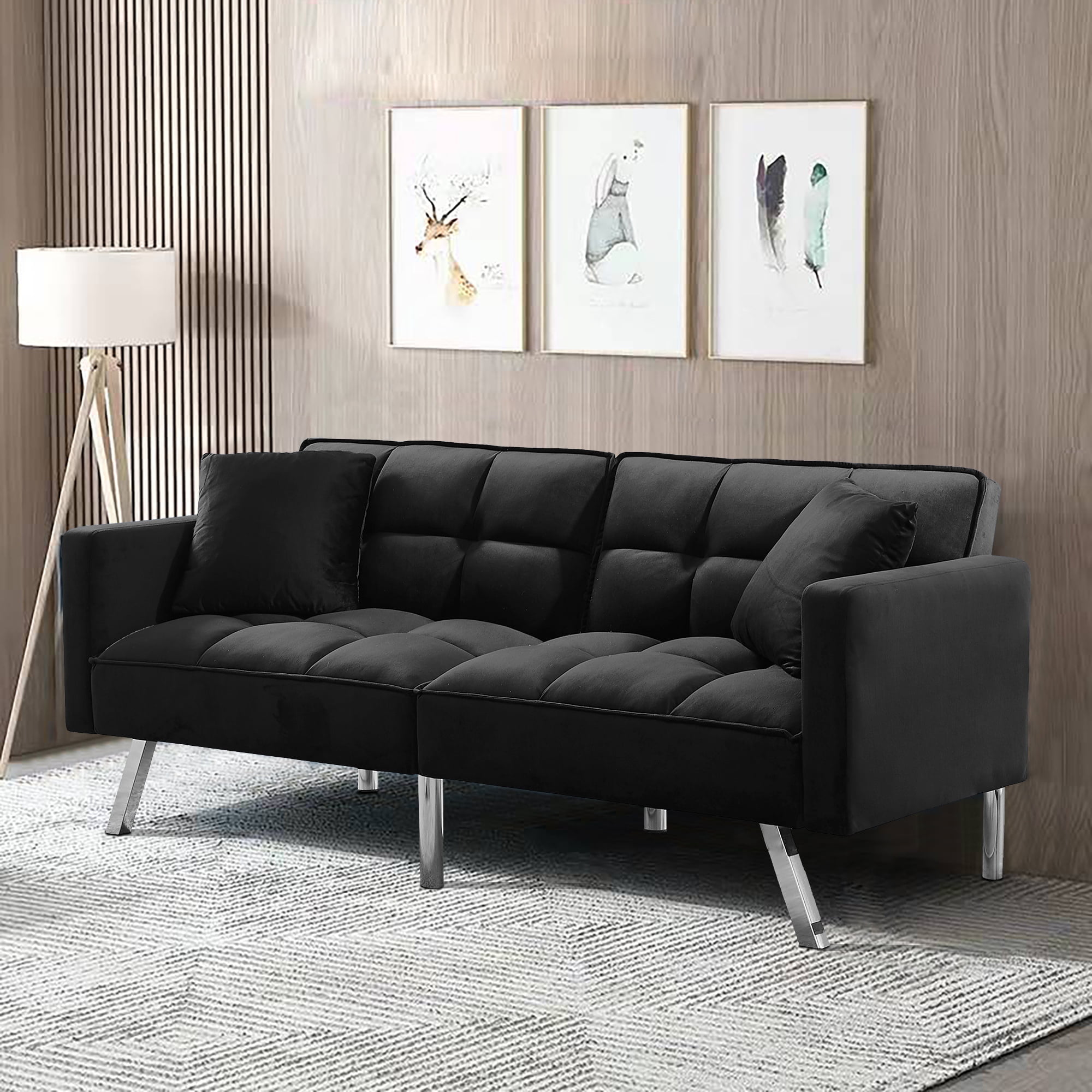 Bonifa Futon Sofa Bed (Black) – Fully Furnished