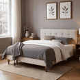 thumbnail image 1 of BSHTI King-Size High Profile Foldable Steel Platform Bed Frame with Storage Space Under Frame,Beige, 1 of 11