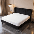 thumbnail image 1 of BSHTI King Size Platform Bed Frame with Velvet Upholstered Headboard, Modern Bedroom Furniture with Wood Support, No Box Spring Needed, Easy Assembly, Black, 1 of 10