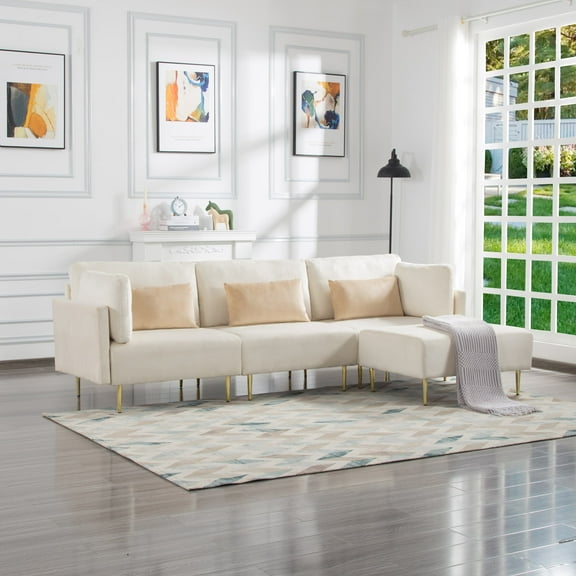 BSHTI L Shaped Sectional Sofa with ottoman.which it’s sturdy and durable,legs with non-slip foot pads to protect the floor from scratches. sink into this sofa chaise and enjoy a relaxing time.