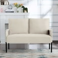 BSHTI Metal Frame Loveseat Couch,Upholstery with Beige Velvet,Square
